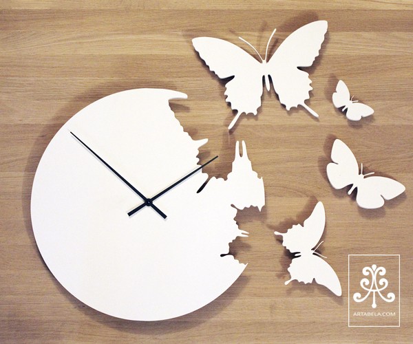 Часы настенные с бабочками - 63 фото